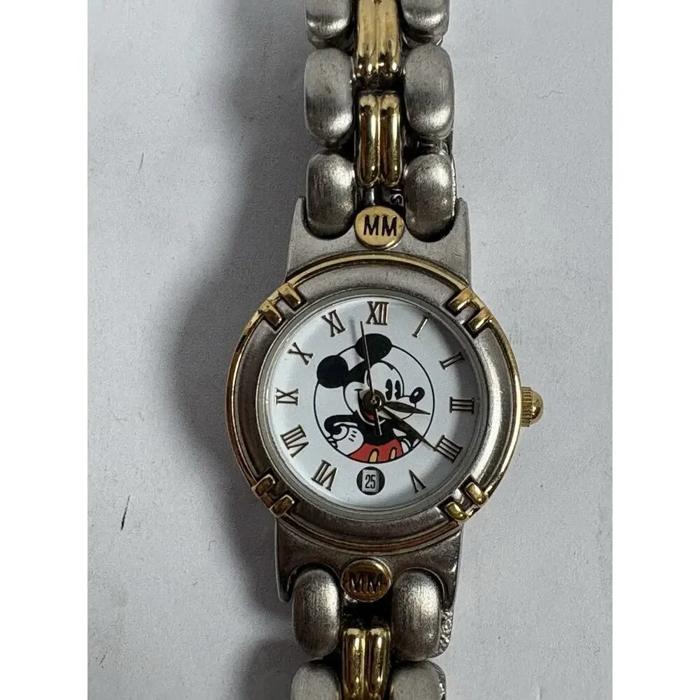 Disney Time Works Mickey Mouse Ladies Quartz Watch Date Two Tone Japan